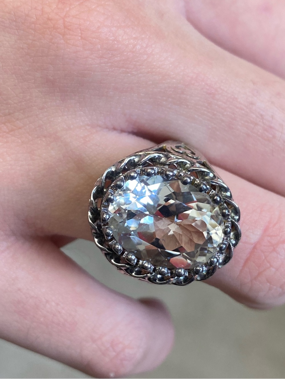 CLYDE DUNEIER 925 Sterling Silver Vintage Oval-Cut CZ Ring Size 8